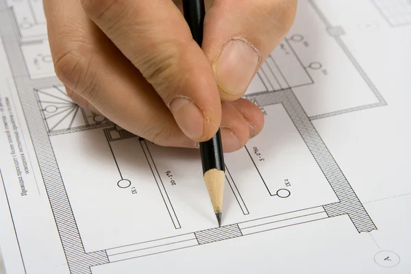 The engineering drawing on paper — Stock Photo, Image