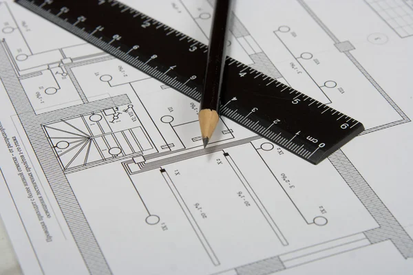 Inżynieria rysunek na papierze — Zdjęcie stockowe