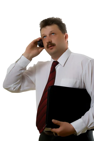 Man talking by a mobile phone — Stock Photo, Image