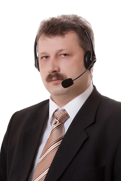 Men in headphones on white background — Stock Photo, Image