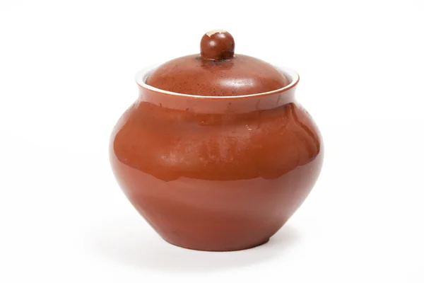 白い背景の上の陶磁器の鍋 — ストック写真