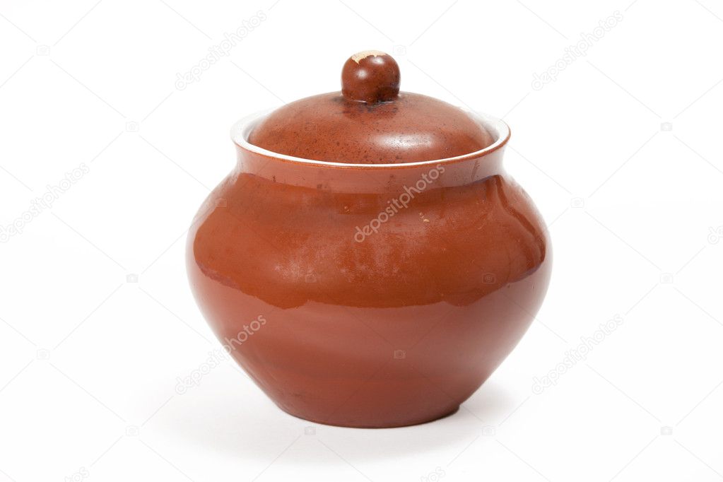 Ceramic pot on white background