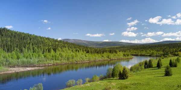 Krajobraz lato. rzeka vishera — Zdjęcie stockowe