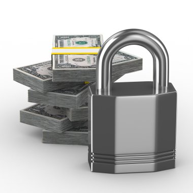 Protection of money. Isolated 3D image clipart