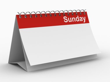 Calendar for sunday on white clipart