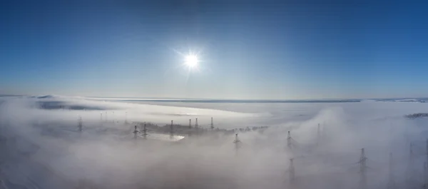 stock image Winter landscape. fog over earth