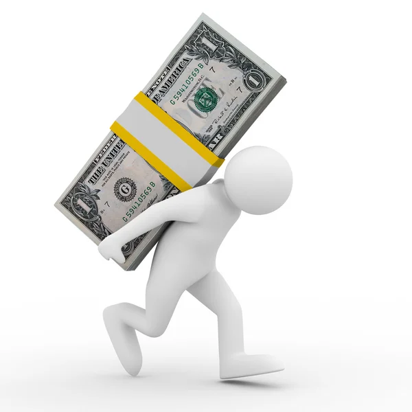 Men carry dollars on back — Stock Photo, Image