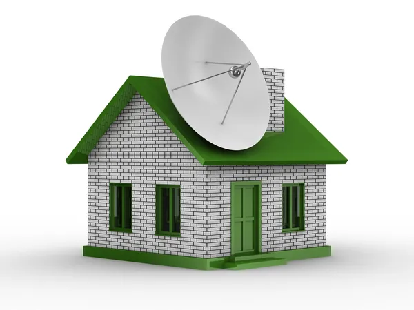 Antenna satellitare sulla casa — Foto Stock