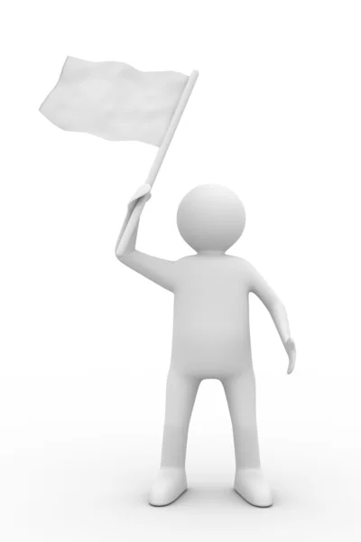 Homme vagues drapeau sur fond blanc — Photo
