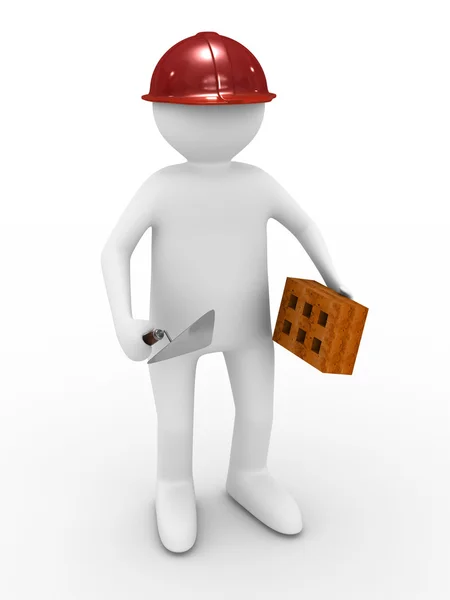 Builder on white background — Stock Photo, Image