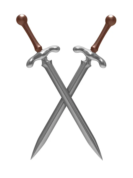Два меча на белом фоне — стоковое фото