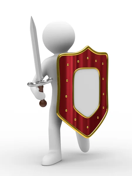 Knight with sword on white background — Stock Photo, Image