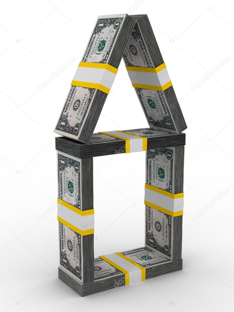 House from money on white background