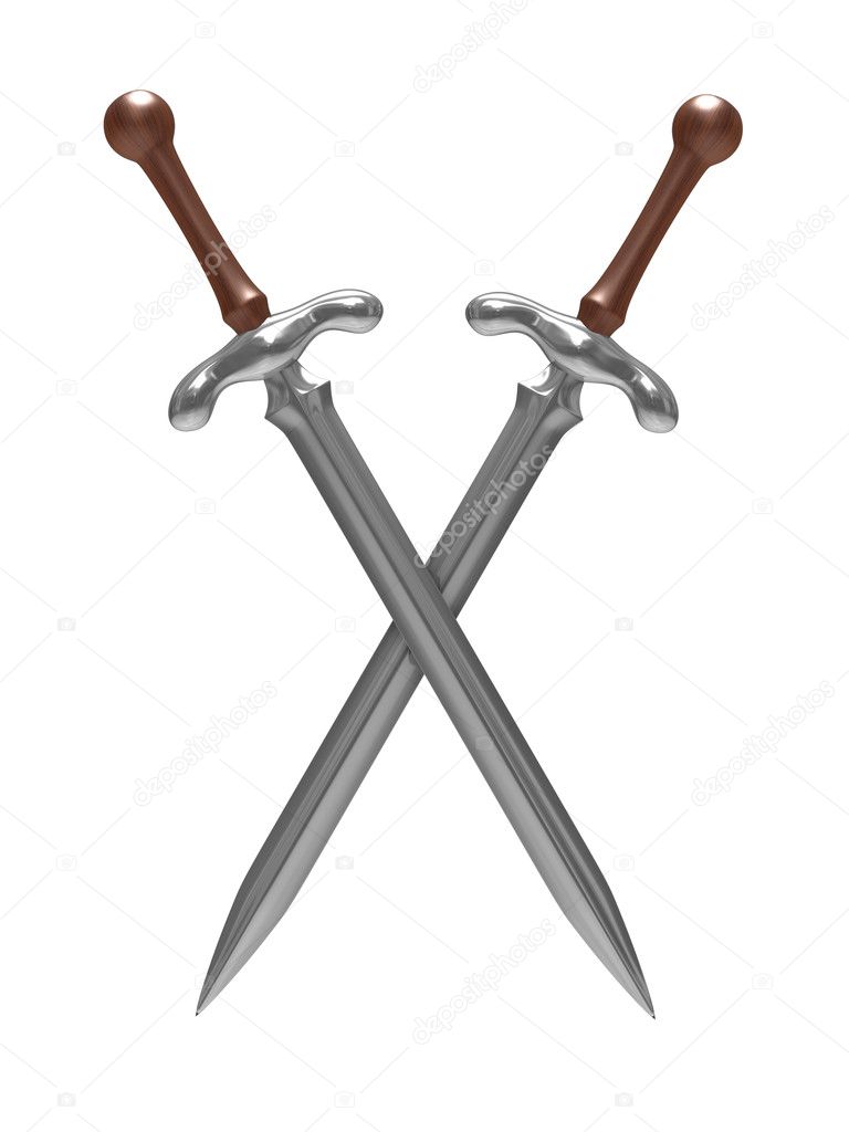 Two sword on white background