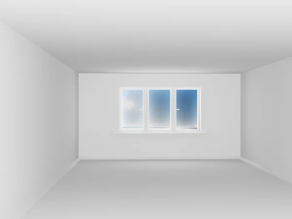 Prázdný bílý pokoj s oknem — Stock fotografie