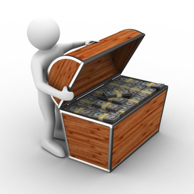 Open box with dollars on white clipart