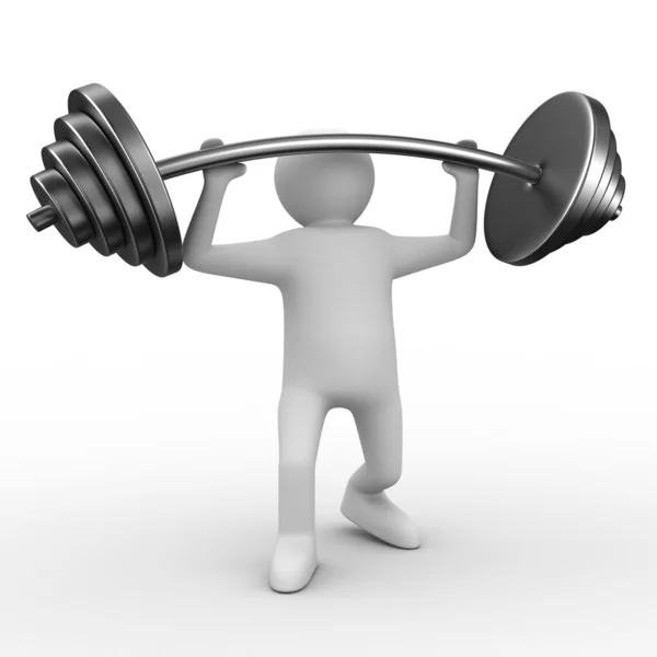 Weight-lifter lifts barbell on white — Stock Photo, Image