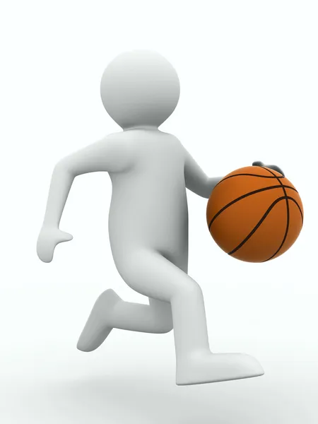 Joueur de basket-ball avec balle sur blanc — Photo