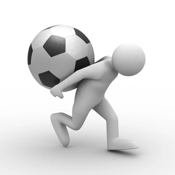 Mężczyzn prowadzić piłkę z powrotem. na białym tle 3d — Zdjęcie stockowe