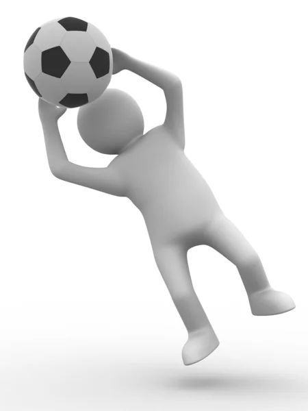 Fotbalový hráč s míčem na bílém pozadí — Stock fotografie
