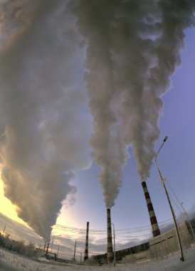 Smoke over thermal power plants. clipart