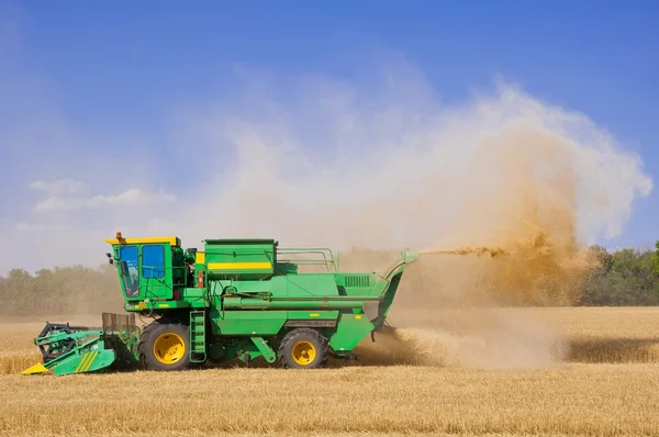 stock image Combine during work on a wheaten field.