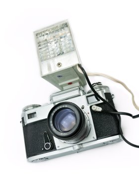 Retro camera with flash clipart