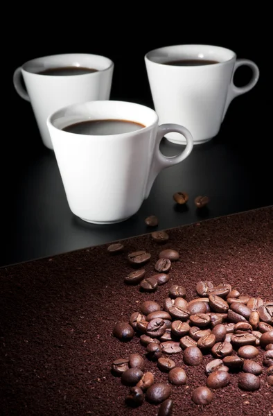 Drie kopjes koffie — Stockfoto