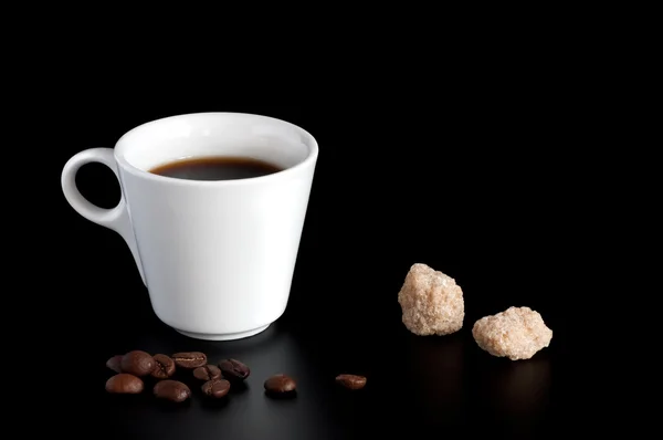 Xícara de café e açúcar — Fotografia de Stock