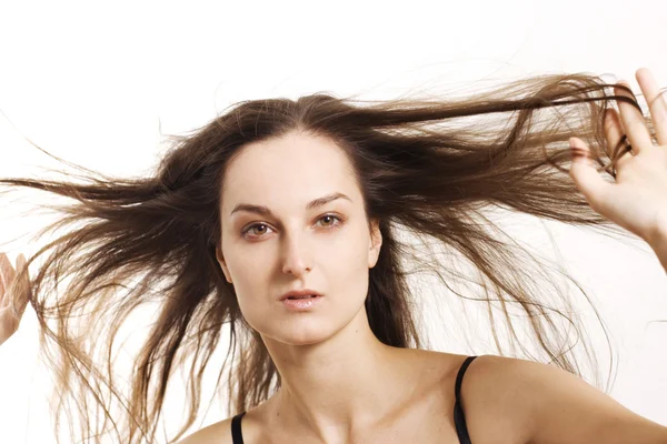Vento no cabelo longo — Fotografia de Stock