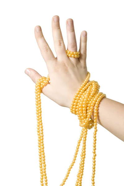 Ręka z perls — Zdjęcie stockowe
