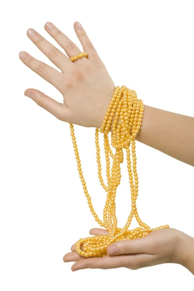 stock image Two hands with perls