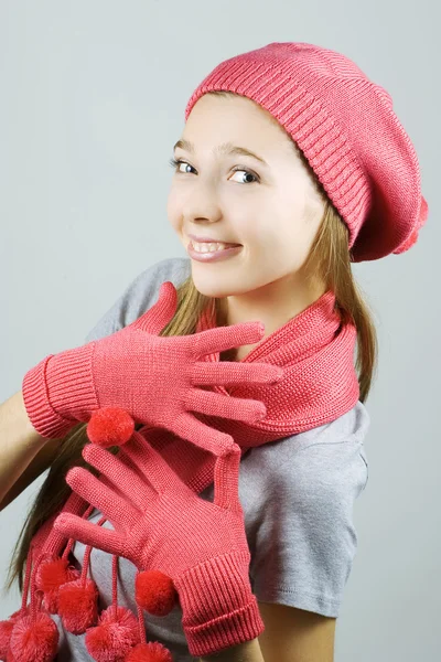 Happy winter meisje — Stockfoto