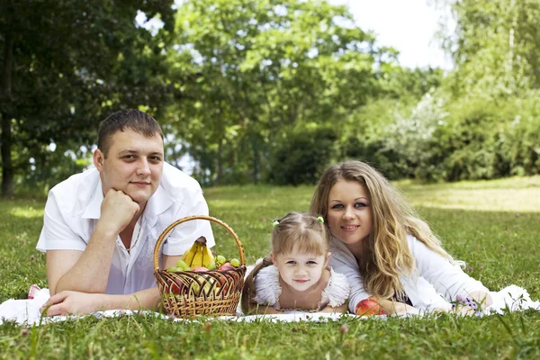 Familie som har piknik – stockfoto