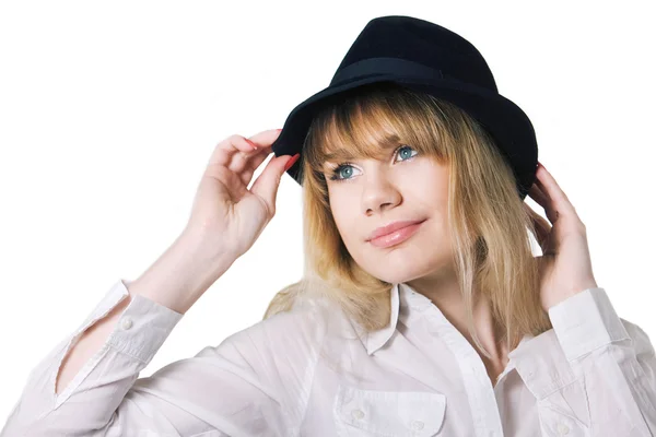 Donna con un cappello — Foto Stock
