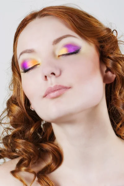 Modell fényes make-up — Stock Fotó