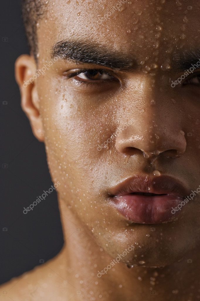 Face of man with water drops — Stock Photo © krivenko 2450300