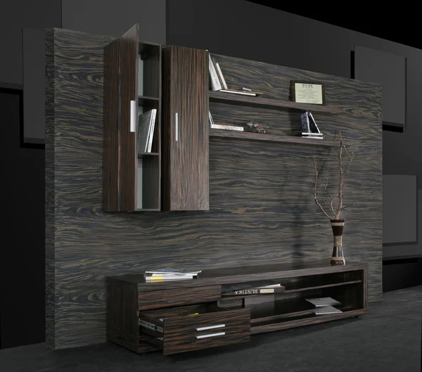 Modern furniture on black background — Stock Photo, Image