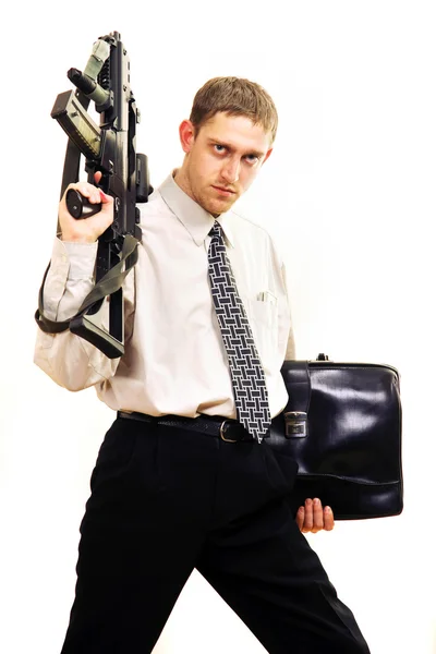Менеджер с оружием — стоковое фото