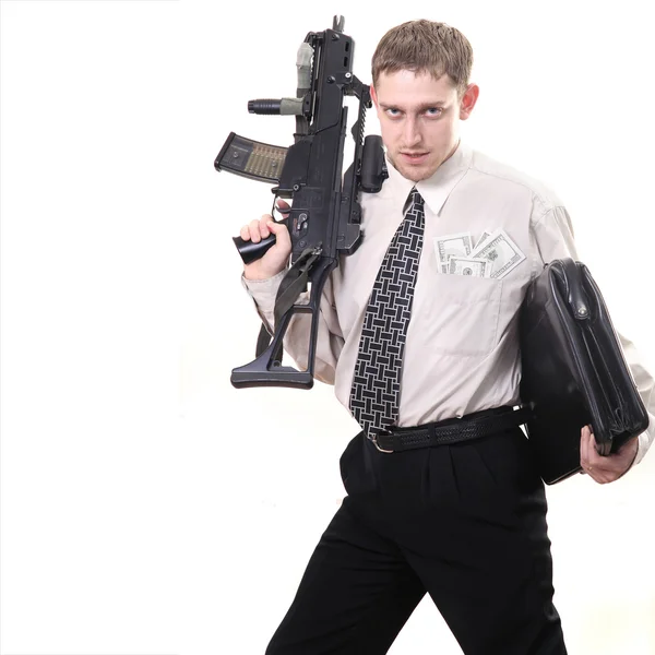Manager with gun — Stock Photo, Image