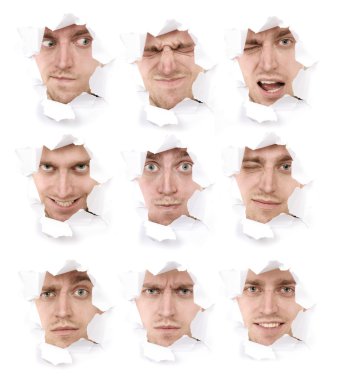 Faces of the emotional man clipart