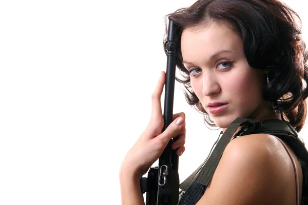 Sexy Spy with Gun — Stock Photo, Image