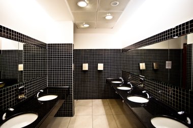Empty restroom interior with washstands, clipart