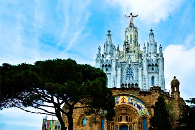 Gothic cathedral on the top of Tibidabu clipart