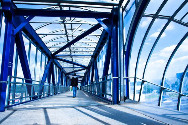 View to blue glass corridor — Stock Photo, Image