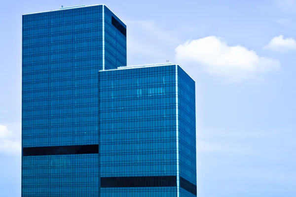 Two blue glass business skyscraper tower — Stock Photo, Image