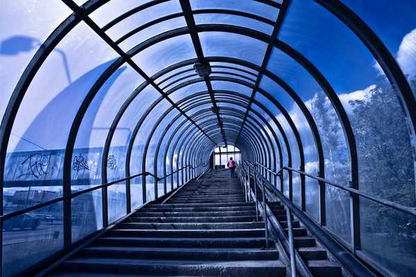 Blue corridor and stairs — Stock Photo, Image
