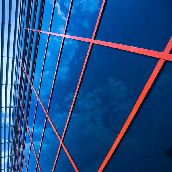 Crop of glass wall of modern trade cente — Stock Photo, Image