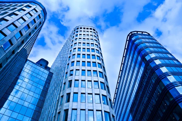 View to three glass wall skyscrapers — Stock Photo, Image