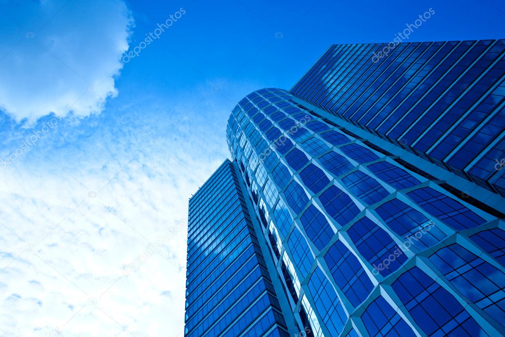 Blue glass business skyscraper tower